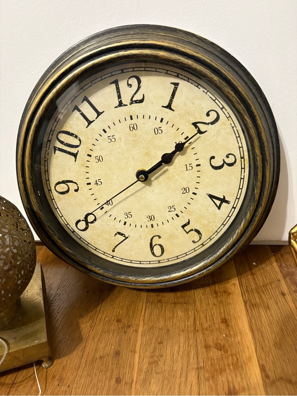 Brass tone decor Bundle - clock, orb light, octahedron